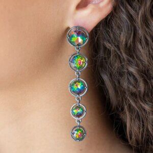 NWT Multi Colorful Black Post Dangle Earring